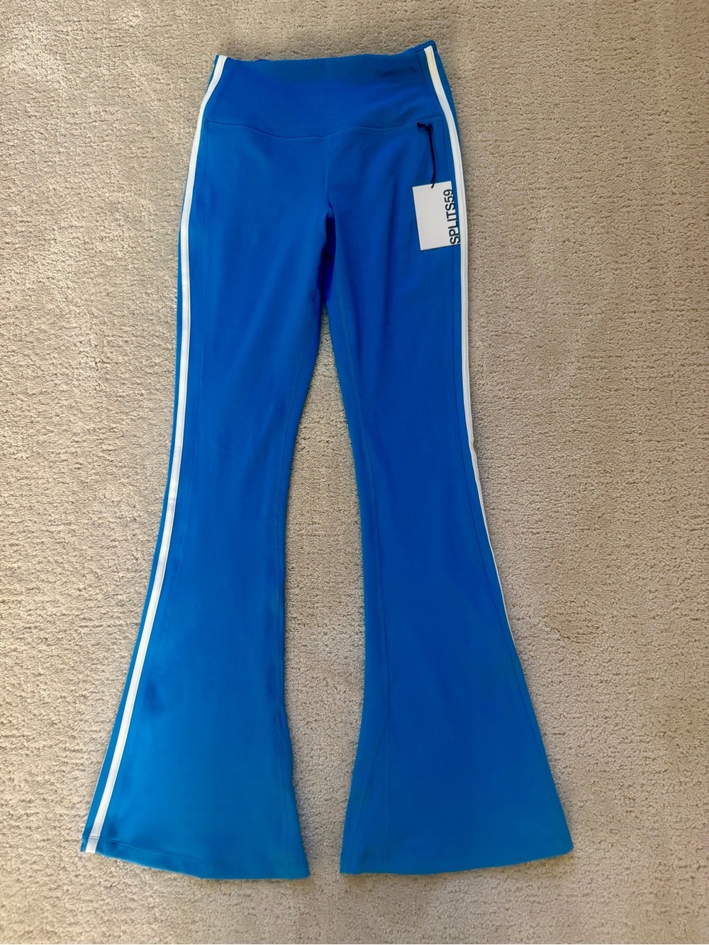 Splits59 Bright Royal Blue Flared Track Pants with White Side Stripes